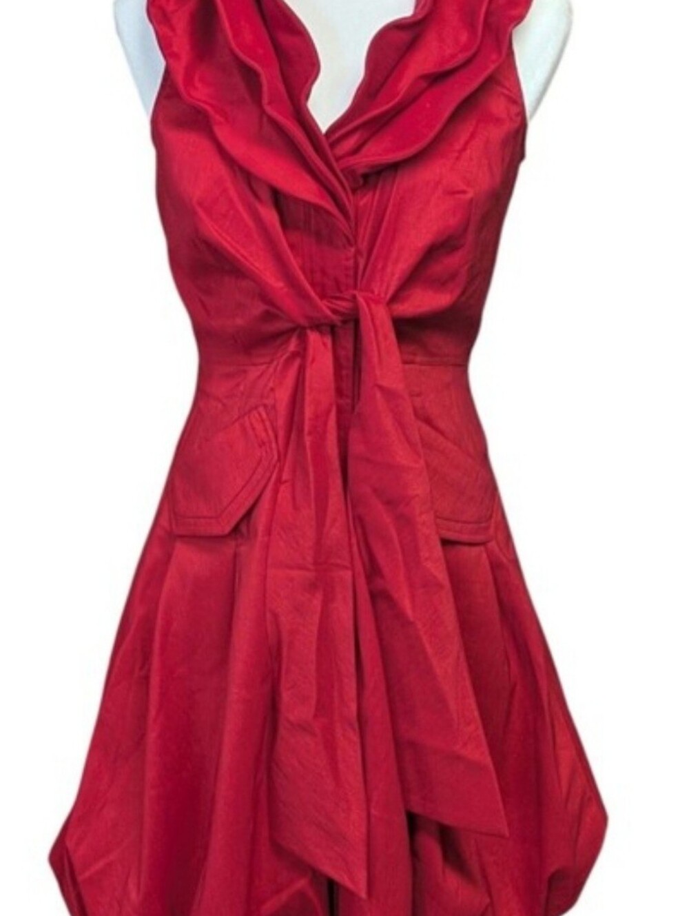 Samuel Dong Red Sleeveless Bubblehem Dress